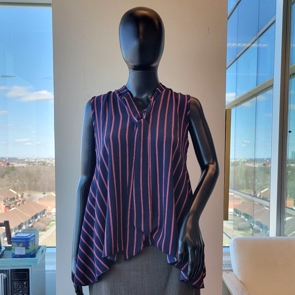 Kim & Cami Pink and Navy Striped Blouse